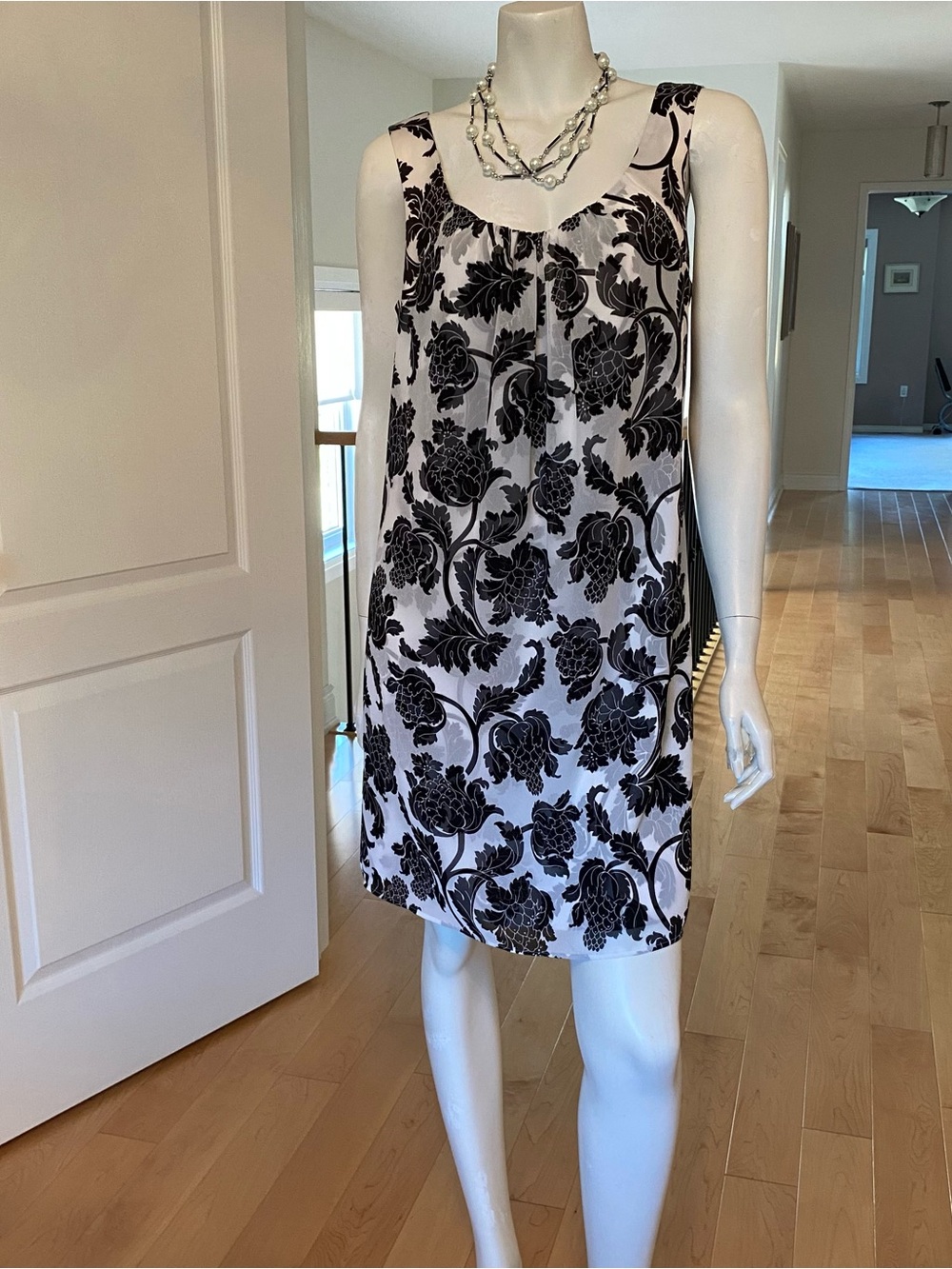 White House Black Market Black & White Floral Slip Dress